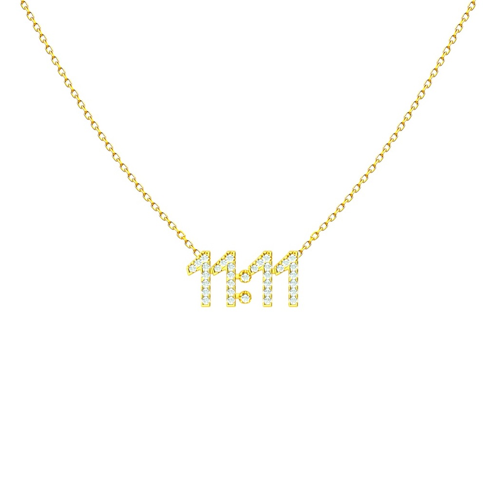 olivia and jackson Angel Number 11:11 14K Gold Plated Crystal Filled Necklace